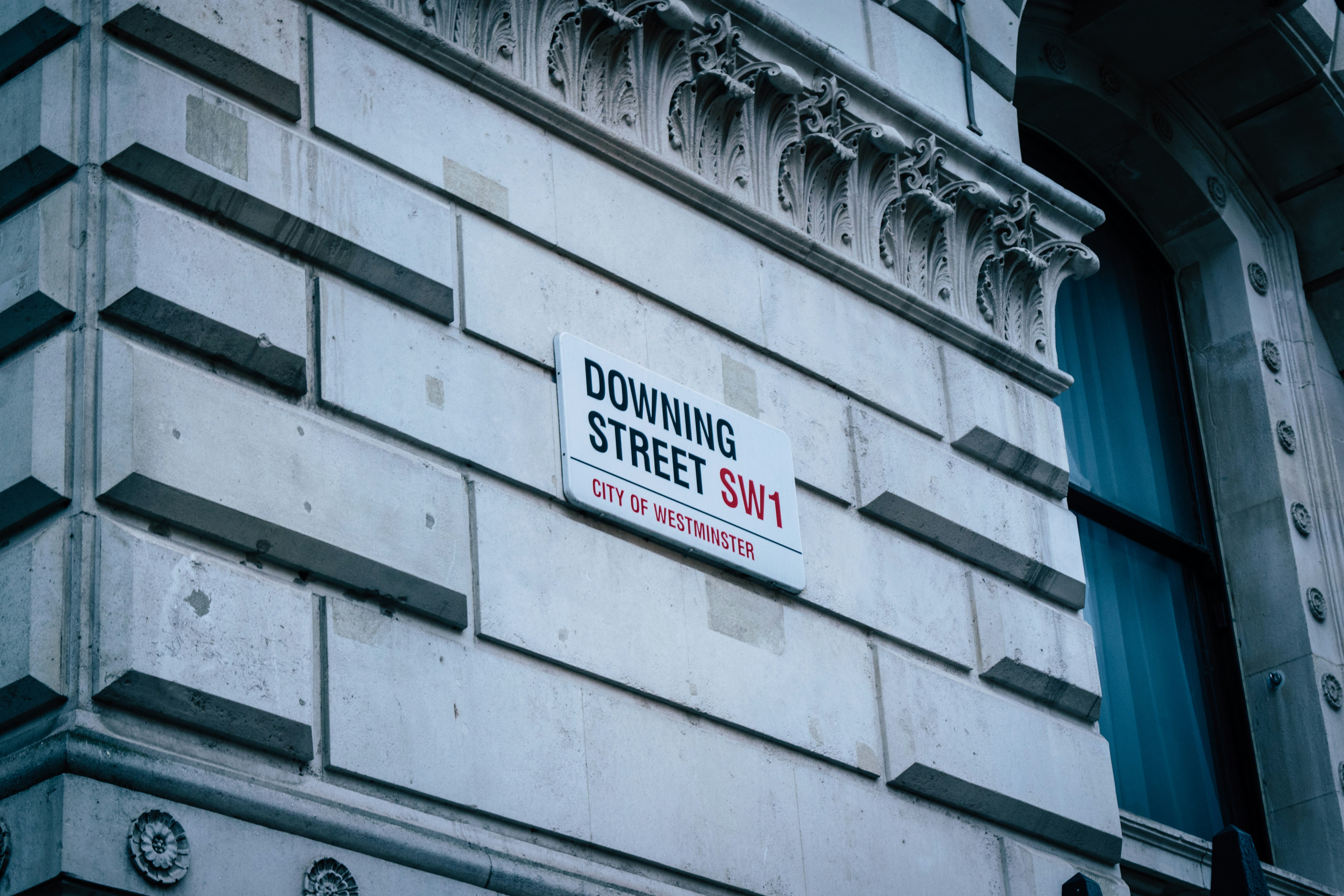 Downing Street SW1 street sign in the City of Westminster