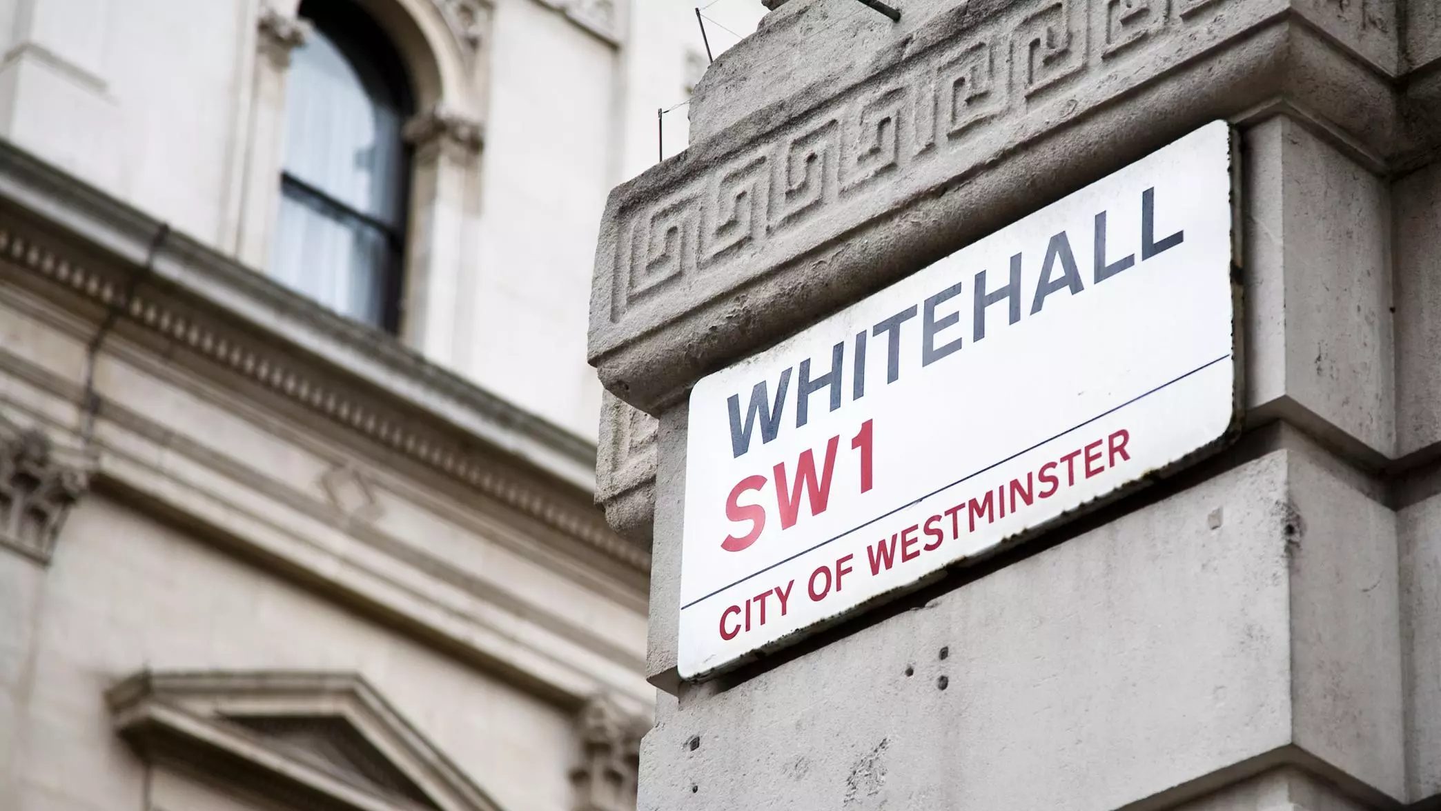 Whitehall SW1 street sign in the City of Westminster